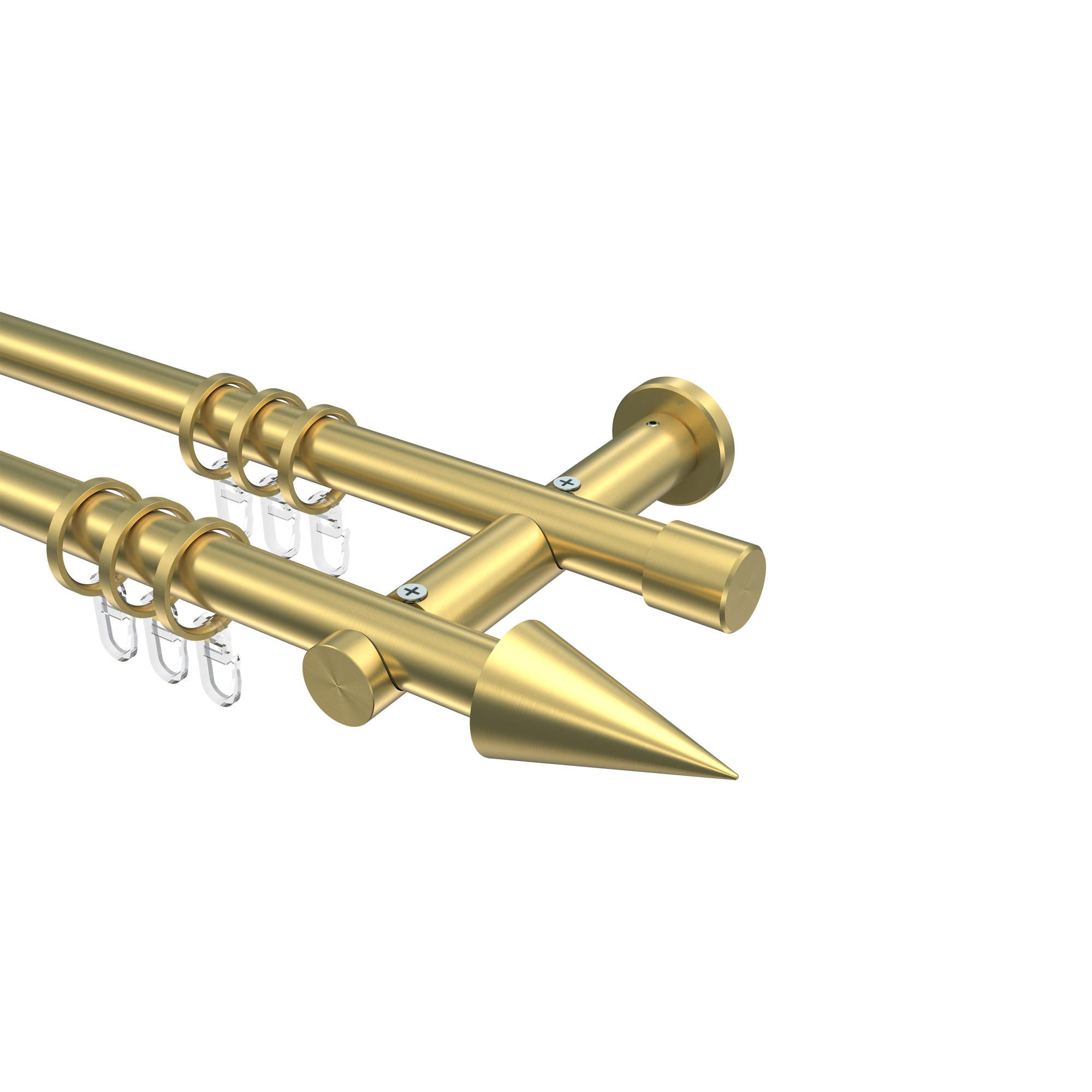 GARDINENSTANGE Platon Savio 180 cm, 2-läufig, 20 mm Ø Messing-Optik - Messingfarben, Metall (180cm) - INTERDECO