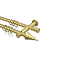 GARDINENSTANGEN-SET Platon Savio 320 cm (geteilt in 2 x 160 cm), 2-läufig, 20 mm Ø Messing-Optik - Messingfarben, Metall (320cm) - INTERDECO