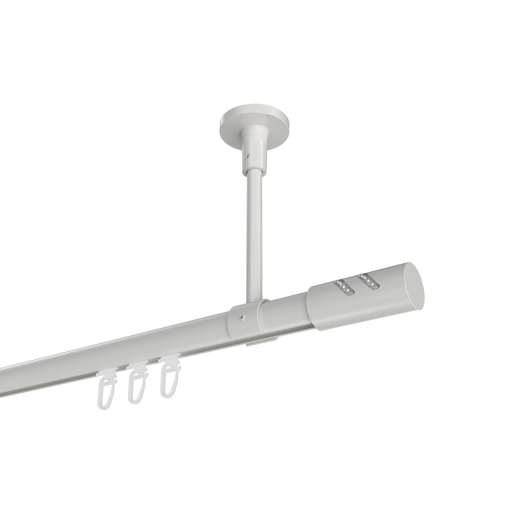 INNENLAUF-GARDINENSTANGEN-SET Sonette Zoena 240 cm (geteilt in 2 x 120 cm), 1-läufig, 20 mm Ø Weiß - Weiß, Metall (240cm) - INTERDECO