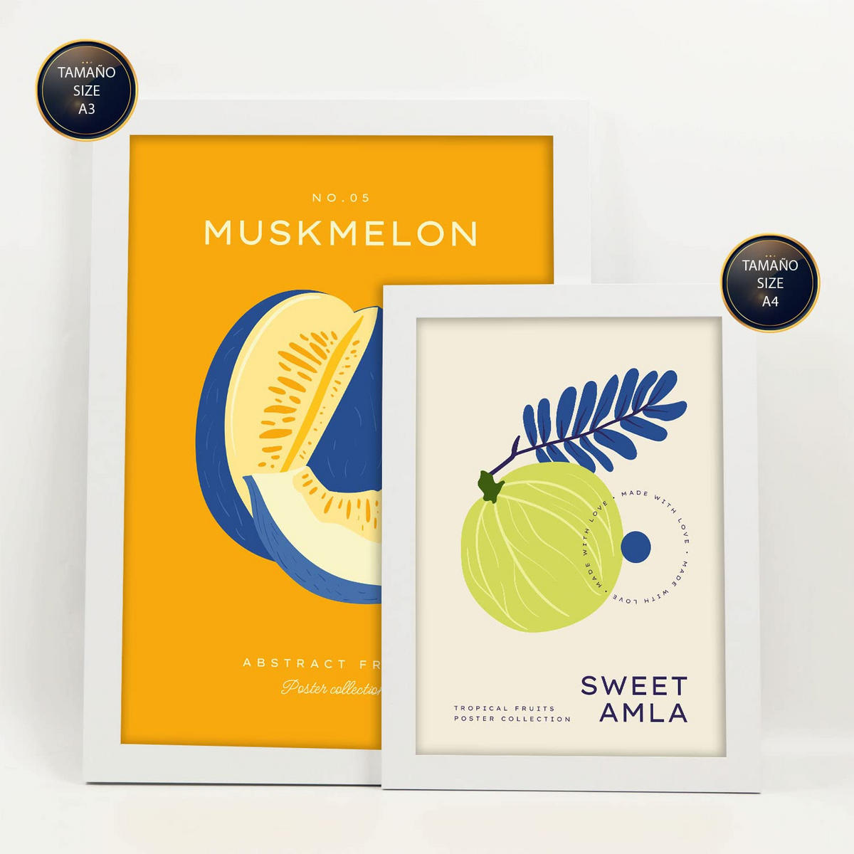 POSTER Set Mit 6 Lebensmittel Und Ernährungs Tropische Früchte A3 & A4 Weißer Rahmen - Weiß, Papier (29/3cm) - Nacnic