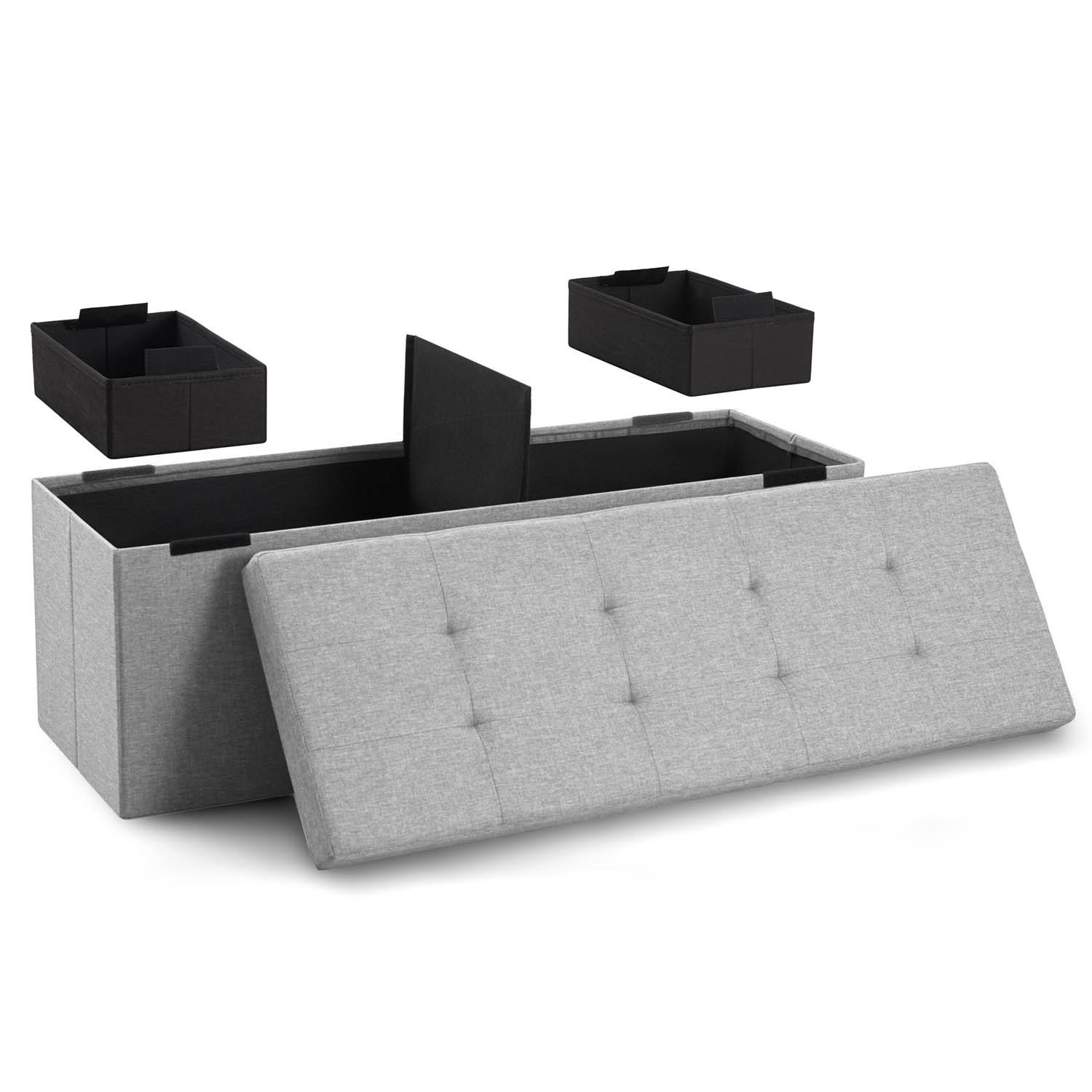 SITZBANK 110/38/38 cm + 2 extra Boxen, Hellgrau - Hellgrau, Kunststoff (38/38/110cm) - Blumtal