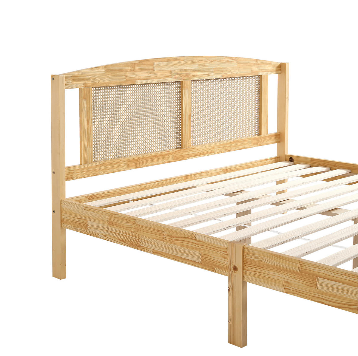 POLSTERBETT 160/200 cm Natur aus Kiefer und PE-Rattan mit 15 Latten - Naturfarben, Holzwerkstoff (160/200cm) - OKMYHOME