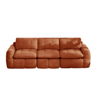 SOFA 264/97/68 cm in Orange, modular mit Chenille-Bezug und Karosteppung - Orange, Textil (97/68/264cm) - Flora Grace