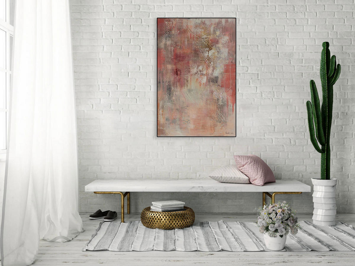 ACRYLBILD HANDGEMALT 80/120 cm - Pink/Rot, Holz/Textil (2.16/120cm) - KUNSTLOFT