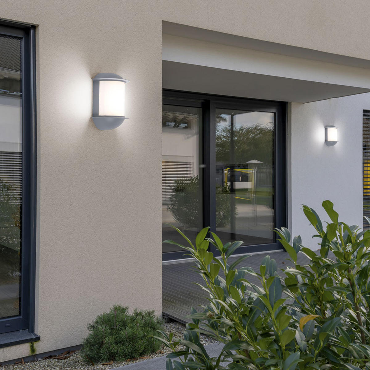 LED AUSSEN-WANDLEUCHTE Aluguss Silber Weiß 2er Set - Weiß, Metall (10/22/16cm)