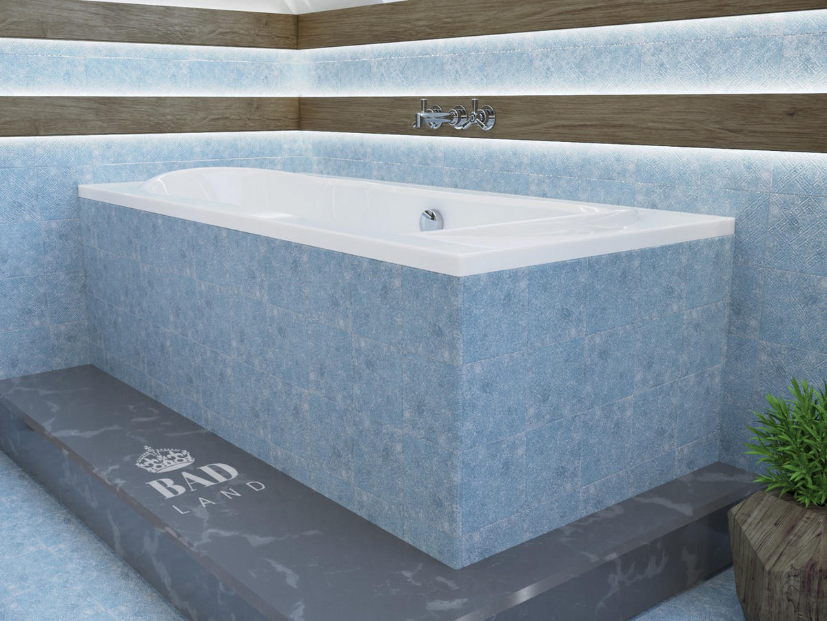 BADEWANNE Rechteck LONG 180/80 Ablauf & Füße - Weiß, Kunststoff (80/62/180cm) - bad land
