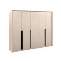 KLEIDERSCHRANK Genua 255 cm, Sandbeige, 5-türig, Modern - Beige, Holzwerkstoff (255/217/65cm) - Bettso