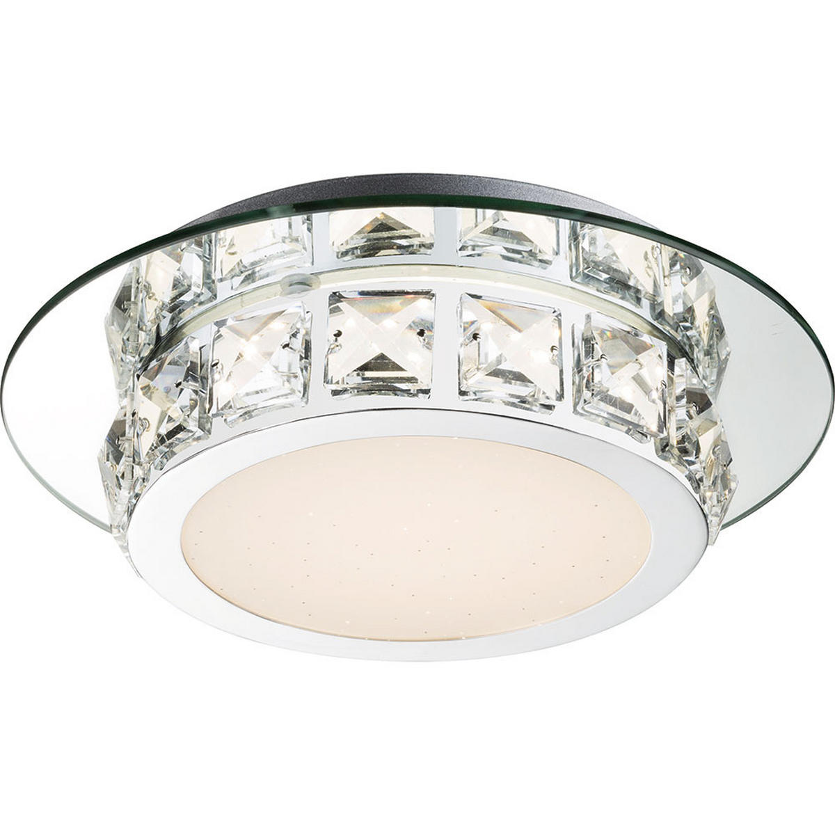 LED DECKENLEUCHTE Metall Opal Silber - Silberfarben, Glas (25/25/7cm)
