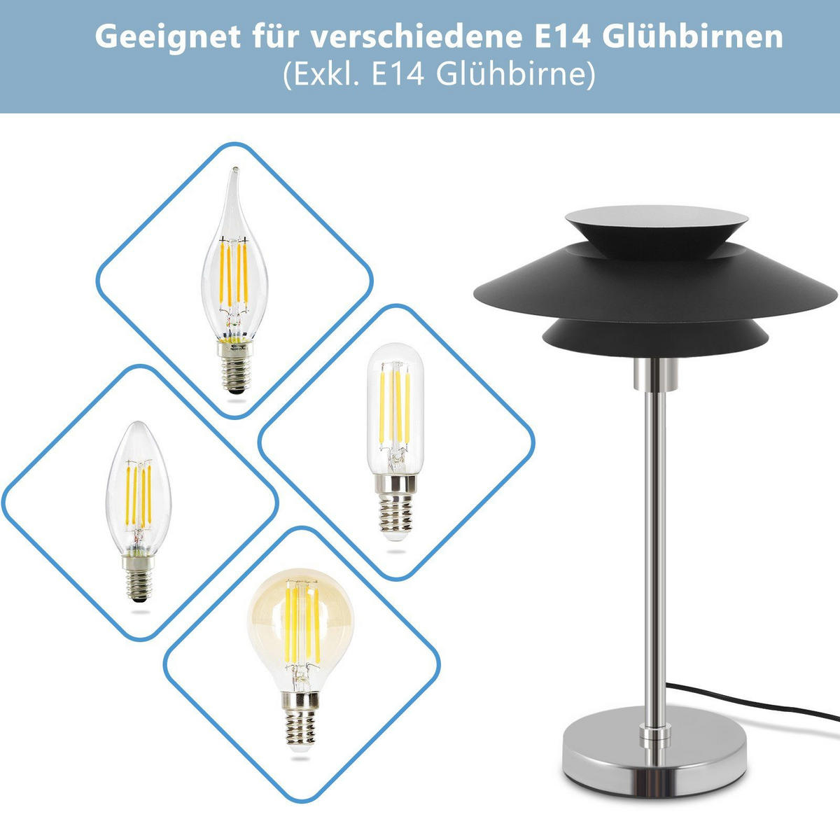 TISCHLEUCHTE Blumenfee 28/28/44.5 cm - Schwarz, Metall (28/28/44.5cm) - Nettlife