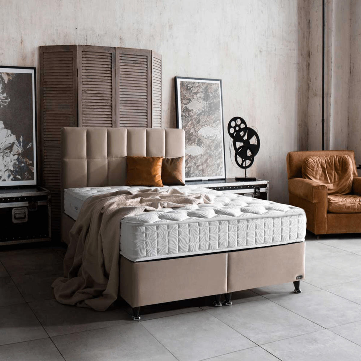 BOXBETT Golden Prime Set 160x200 - Beige, Holz/Metall (160/200cm) - Bambi