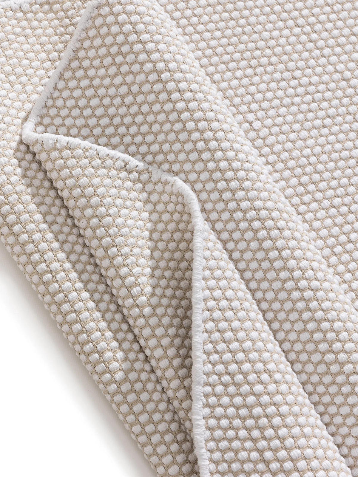 BAUMWOLLTEPPICH Ron handgewebt ø 200 cm rund - Weiß, Naturmaterialien/Textil (200/200cm) - benuta