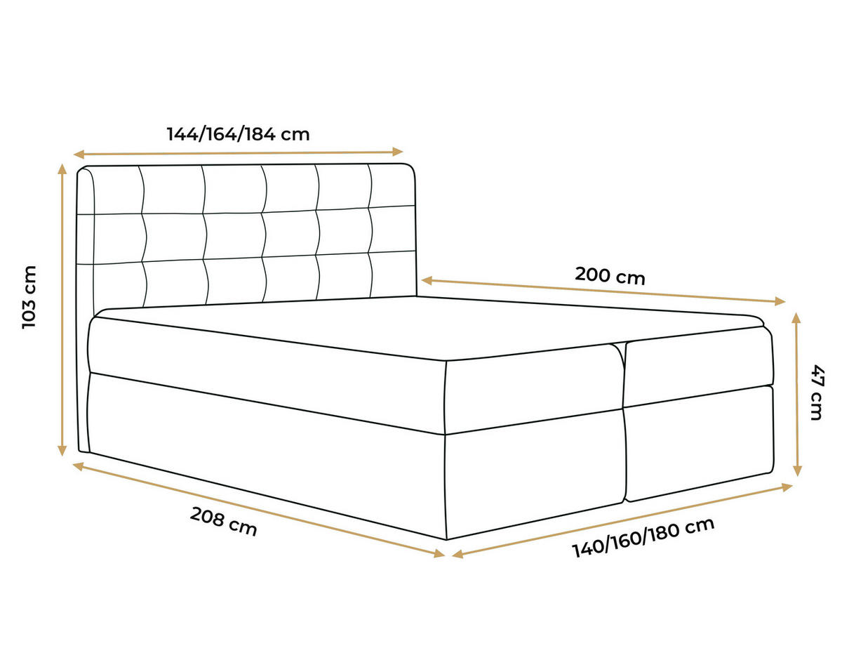 BOXBETT Dahlina 160/200 cm in Creme – mit Bettkasten und Luxus & Funktionalität - Creme/Schwarz, Holz/Holzwerkstoff (160/200cm) - AX Living