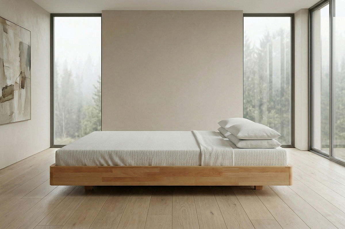 MASSIVHOLZBETT Lena Flat, 180/200, Buche - lackiert, Naturfarben - Buchefarben, Holz/Buchenholz (180/200cm) - Visby