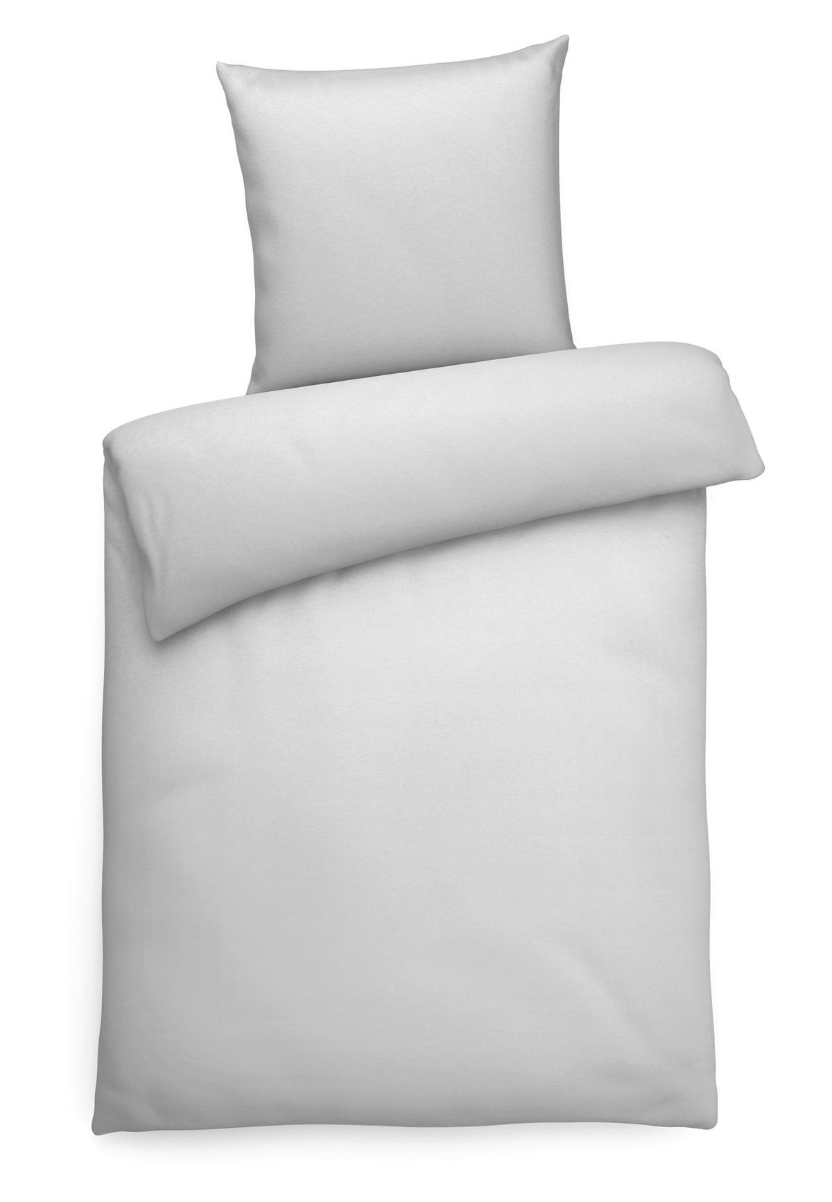 BETTWÄSCHE 135x200 Interlock Jersey Bettbezug einfarbig Baumwolle Grau Uni - Made in Germany - Grau, Textil (135/200cm) - Carpe Sonno