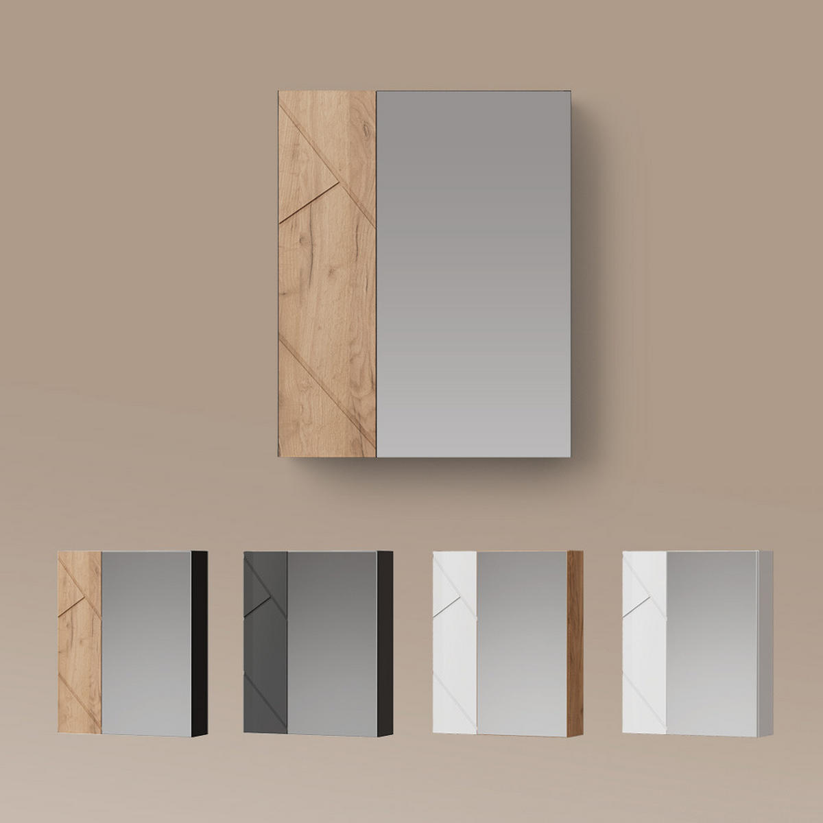 SPIEGELSCHRANK Ronco Anthrazit Hochglanz/Anthrazit 60 x 75 cm - Anthrazit, Holzwerkstoff (60/75/17.2cm) - Livinity®
