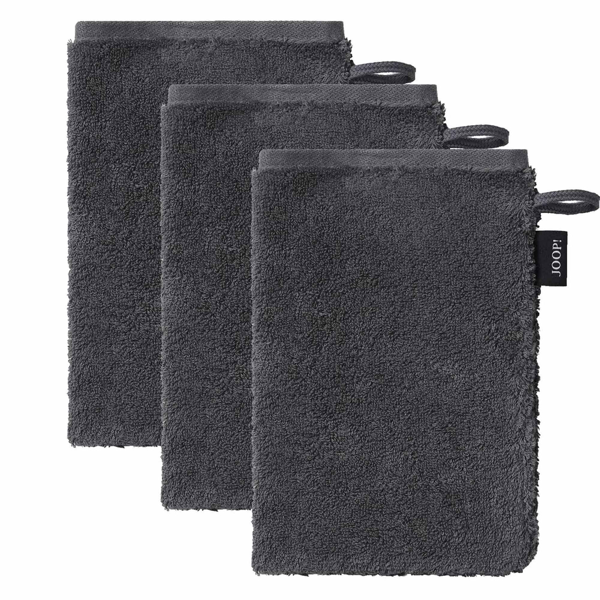 WASCHLAPPEN Unisex Doubleface Grau 3er Pack Baumwolle - Dunkelgrau, Textil (22/16cm) - Joop!