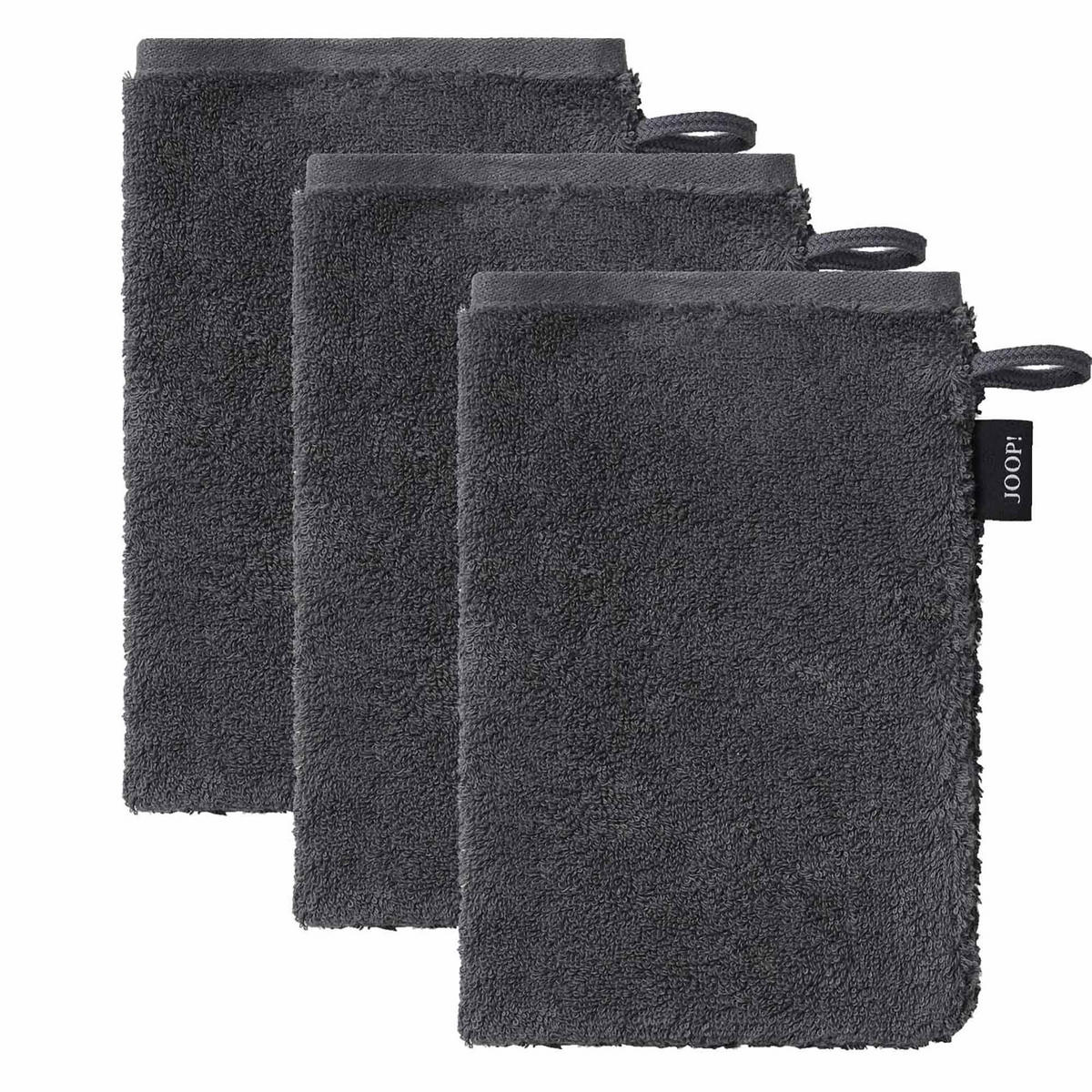 WASCHLAPPEN Unisex Doubleface Grau 3er Pack Baumwolle - Dunkelgrau, Textil (22/16cm) - Joop!
