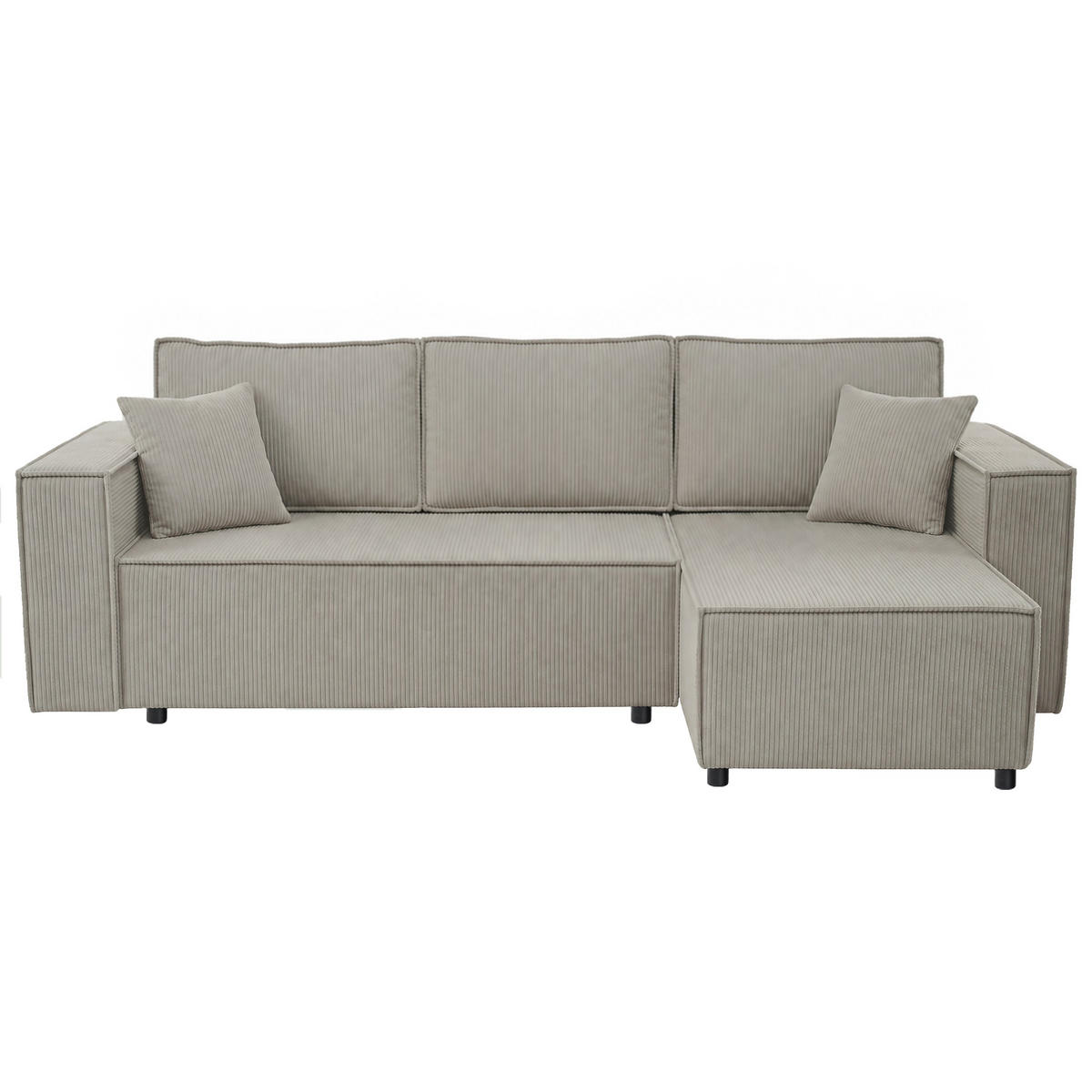 ECKSCHLAFSOFA Neapol mit Bettkasten, 255 cm, Cord-Stoff, Cappuccino - Schwarz/Cappuccino, Textil (256/148cm) - Beautysofa