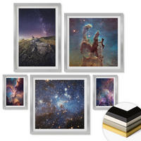 WANDBILDER 5er Set - 50x50 cm & 20x30 cm & 40x60 cm Silberner Rahmen - Wasserfall in der Schlucht - Silberfarben, Kunststoff (40/60cm) - ArtPrintCave