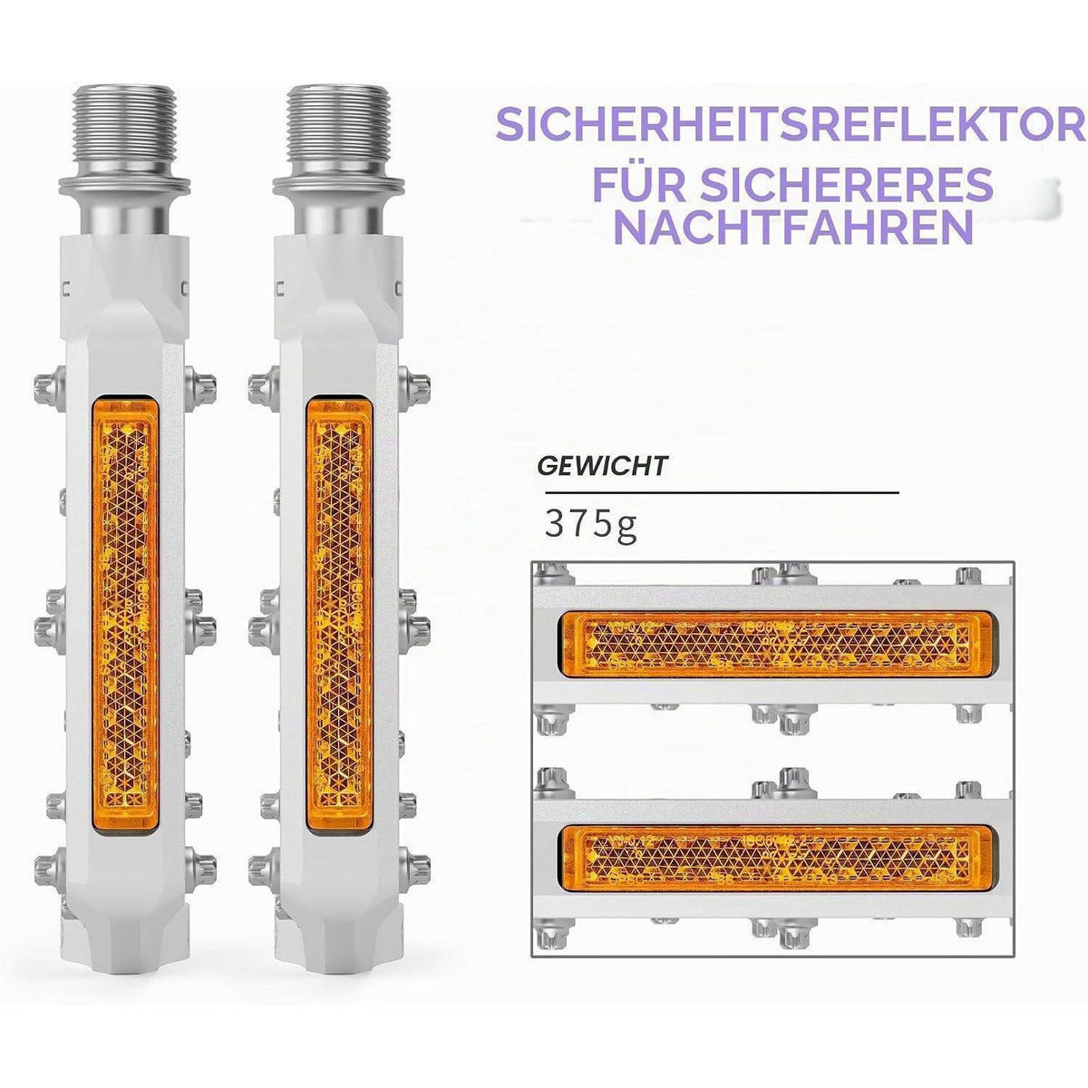 FAHRRADPEDALE mit Reflektoren Aluminium Weiß - Weiß, Metall (10.1/1.5/11.8cm)