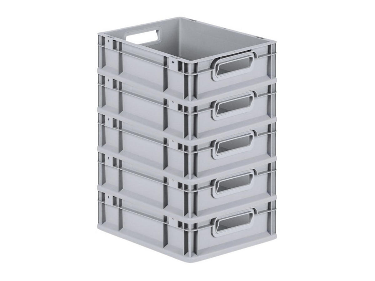 EUROBOX 5x Nextgen Economy Griffe Offen 12x30x40cm 11 Liter - Grau, Kunststoff (30/12/40cm) - PROREGAL