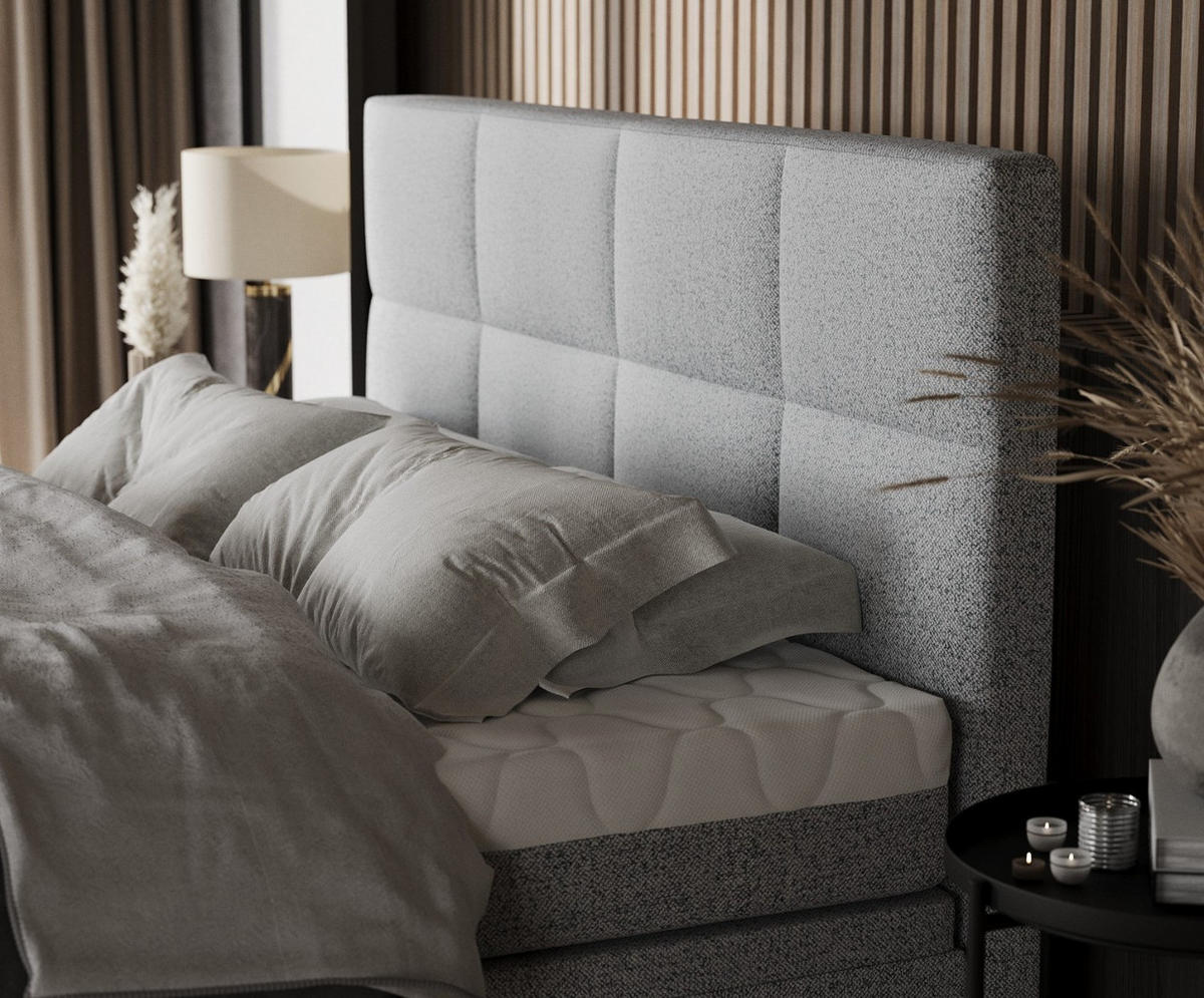 BOXBETT Tessa 140/200 cm Grau im Riva Stoff - Schwarz/Grau, Holz/Holzwerkstoff (140/200cm) - AltaBeds