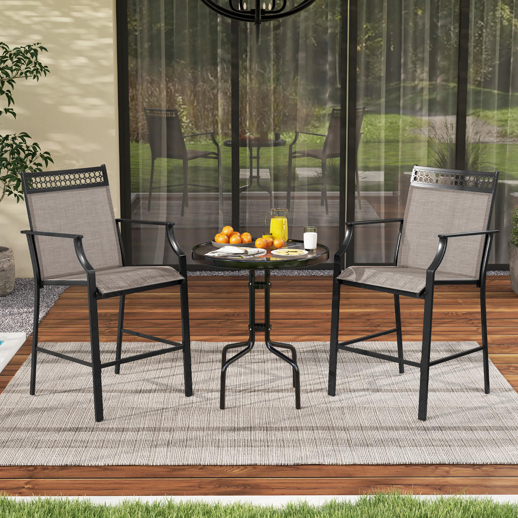 Thumbnail - Costway Gartenstühle, Braun, Metall, 62x114x66 cm, Gartenmöbel, Gartenstühle, Gartenstühle