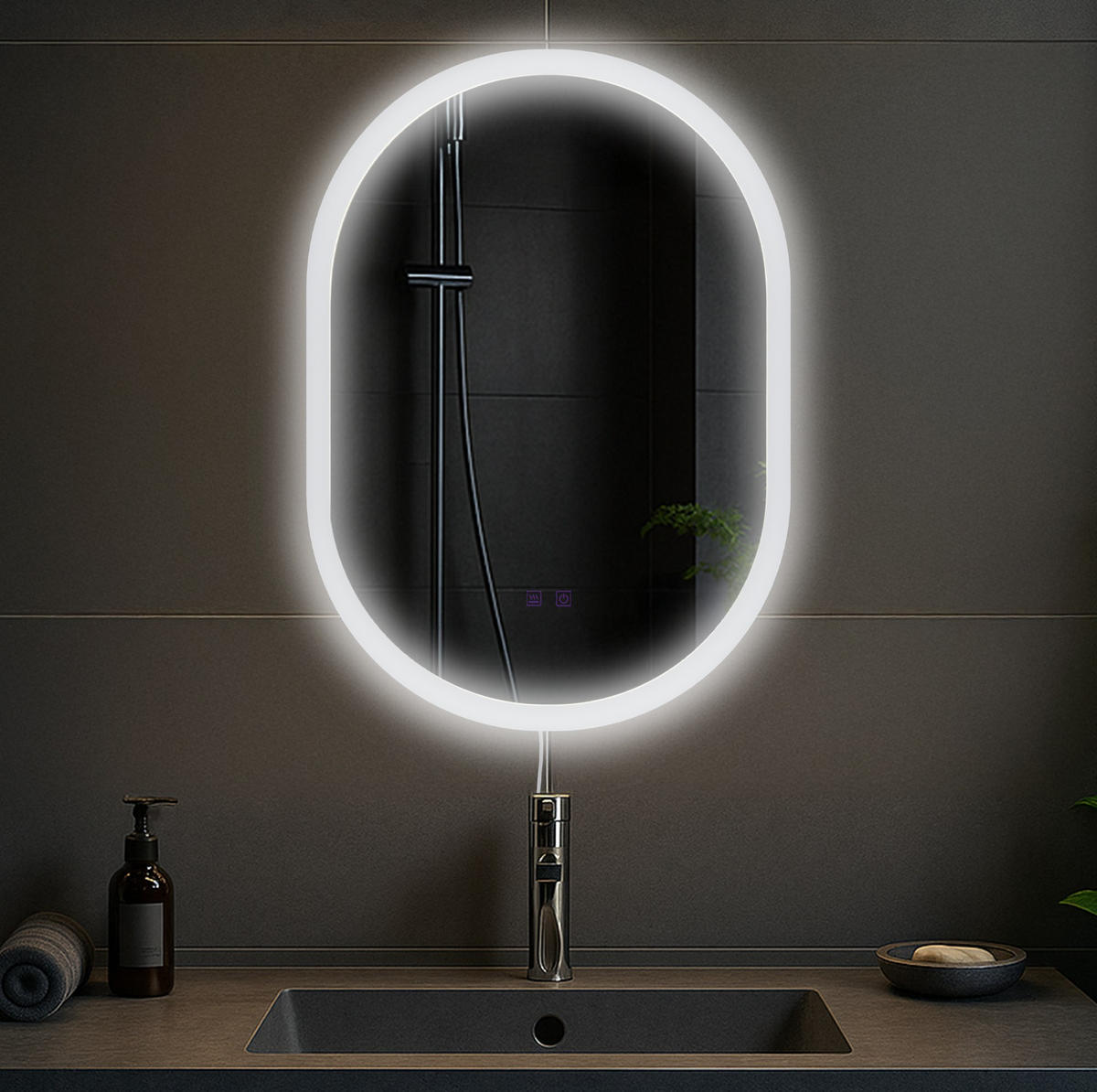 BADSPIEGEL Bern 70x50 ohne Bluetooth 50x3,5x70cm Glas Klarglas Badezimmerspiegel - Klar, Glas (50/70/3.5cm) - DELUKE