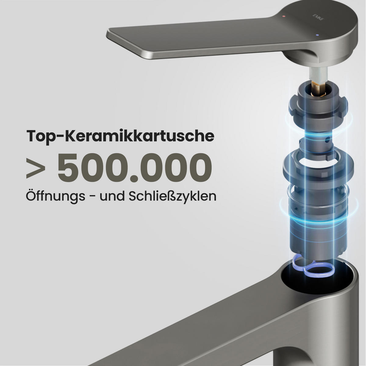 WASCHTISCHARMATUR mit Spulen-Zertifiziertem Filterelement Anthrazit Matt - Anthrazit, Metall (17.3/4.6/19.5cm) - EMKE
