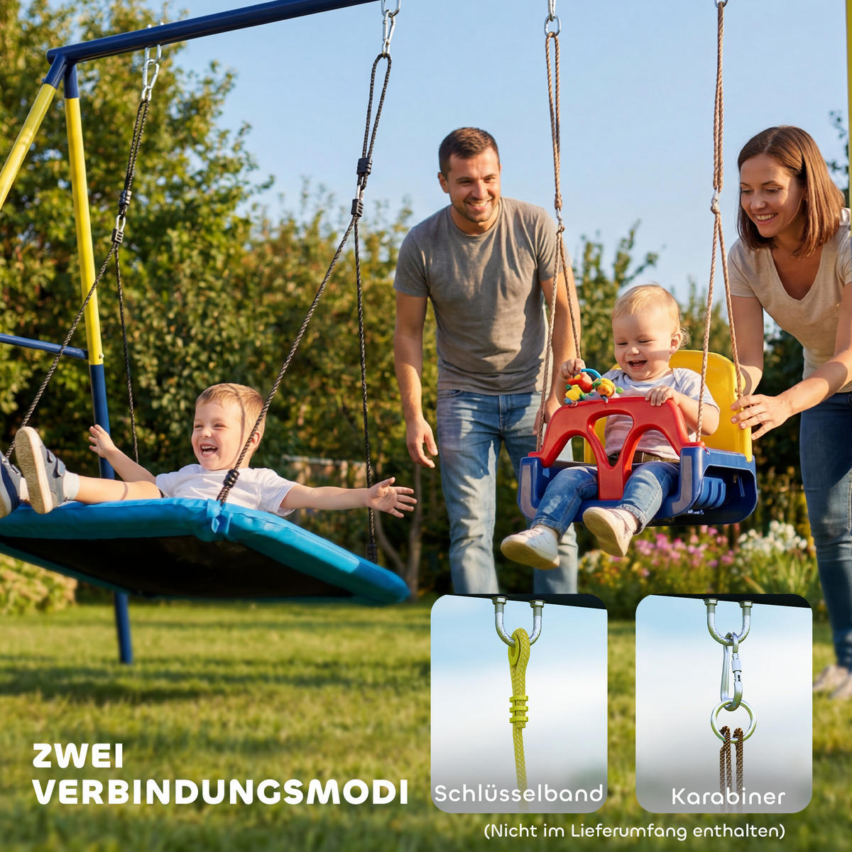 SCHAUKELGESTELL Stahl Blau - Blau, Metall (160/260cm) - AIYAPLAY