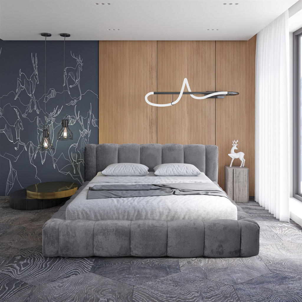 Thumbnail - Fun Möbel Polsterbett, Grau, Textil, 180x200 cm, Schlafzimmer, Betten, Polsterbetten