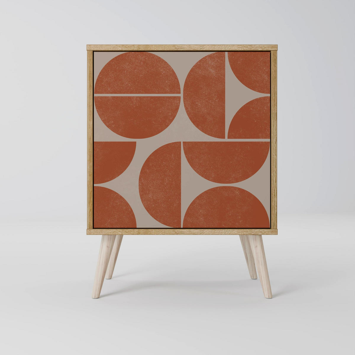 SIDEBOARD REPETITION COMPULSION, Grau, 57,5x42x77,5 cm, Schräge Buchenholzfüße - Buchefarben/Multicolor, Holzwerkstoff/Buchenholz (57.5/77.5/42cm) - SpaceRebels