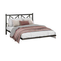 METALLBETT 140x200 cm LED USB Kopfteil - Schwarz, Metall (140/200cm) - LEBENLANG