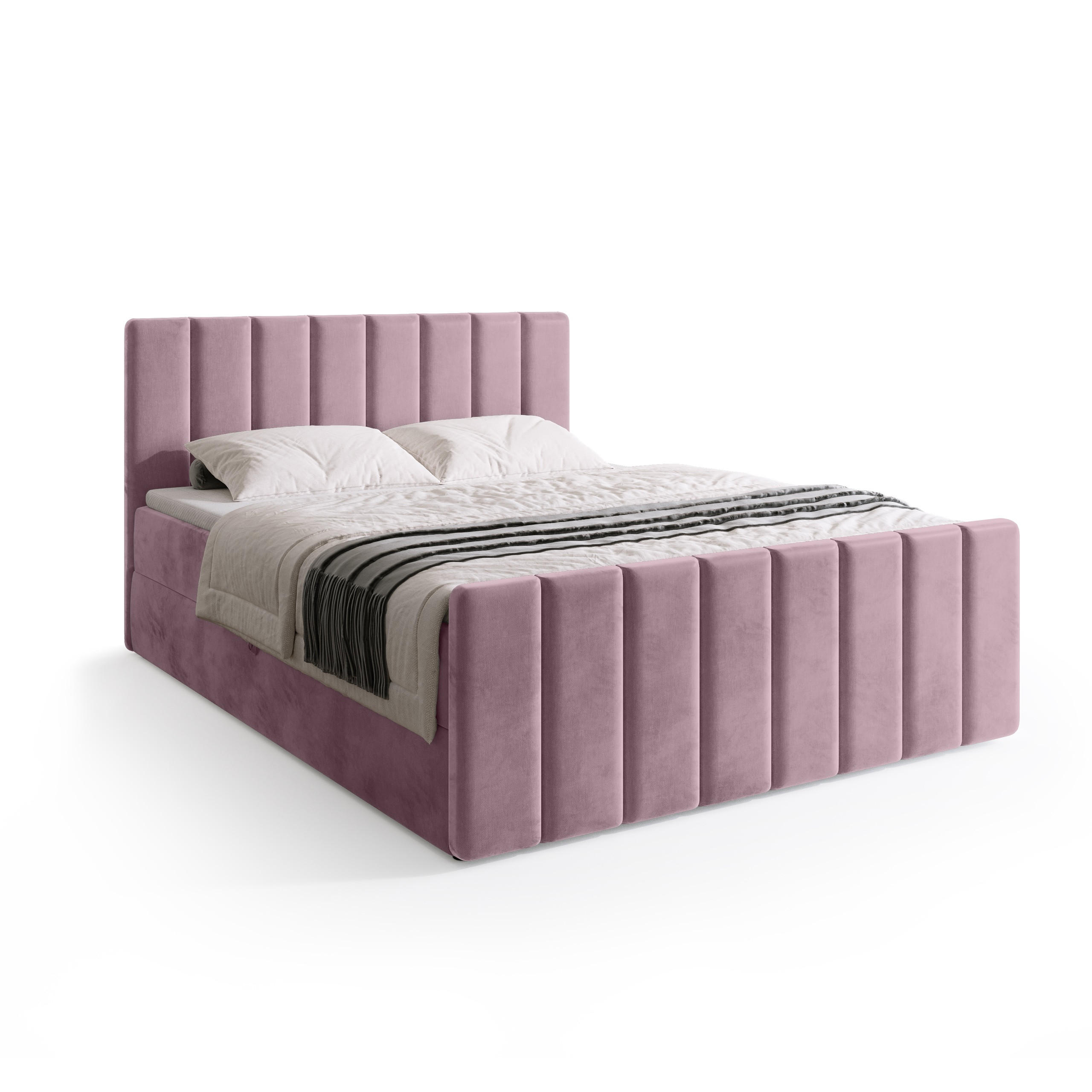 BOXSPRINGBETT Denver DUO mit Topper 180x200 Puderrosa - Rosa, Textil (180/200cm) - Bromarkt