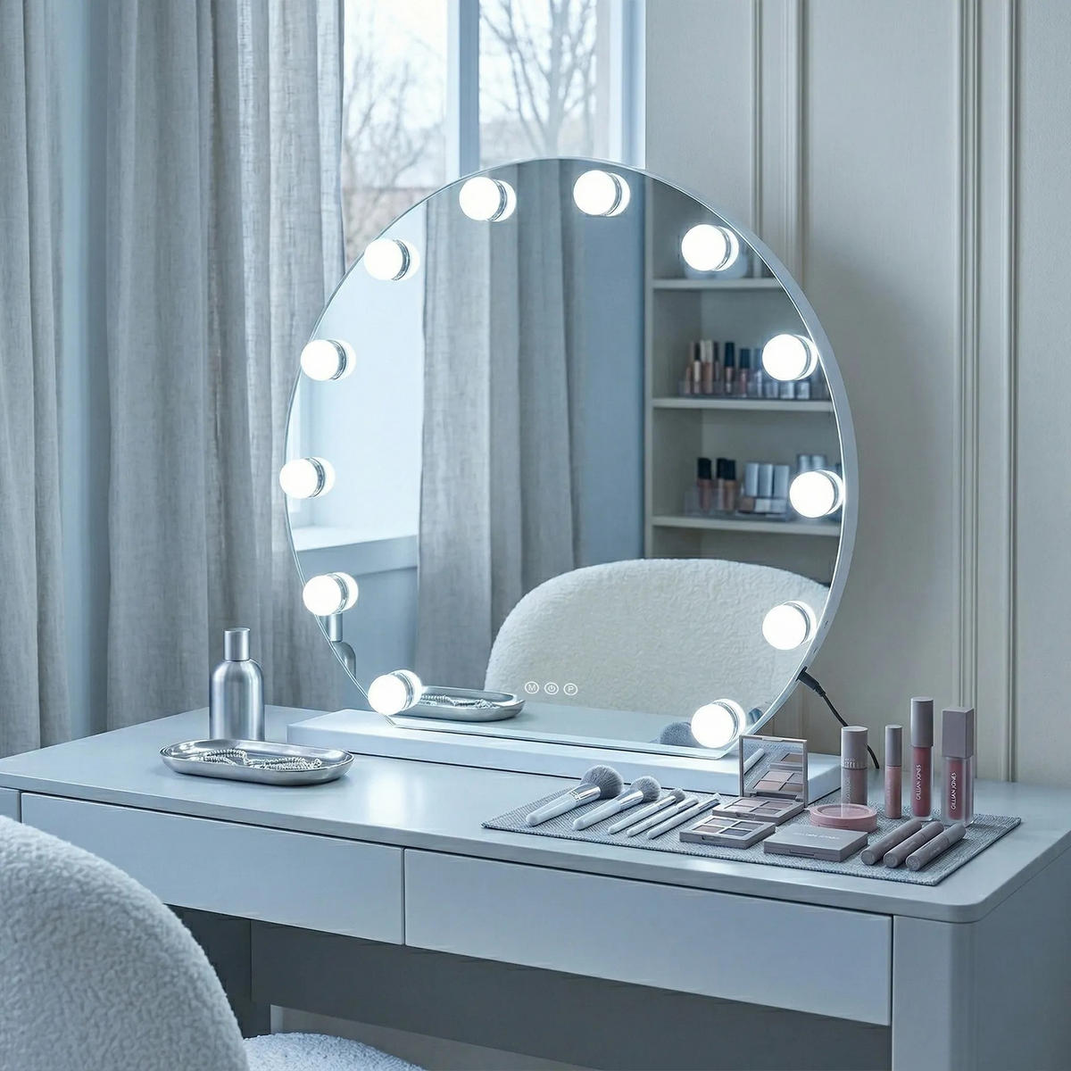 SPIEGEL Rea Led Hollywood White 50 Cm - Weiß, Glas (47/12/50cm) - REA