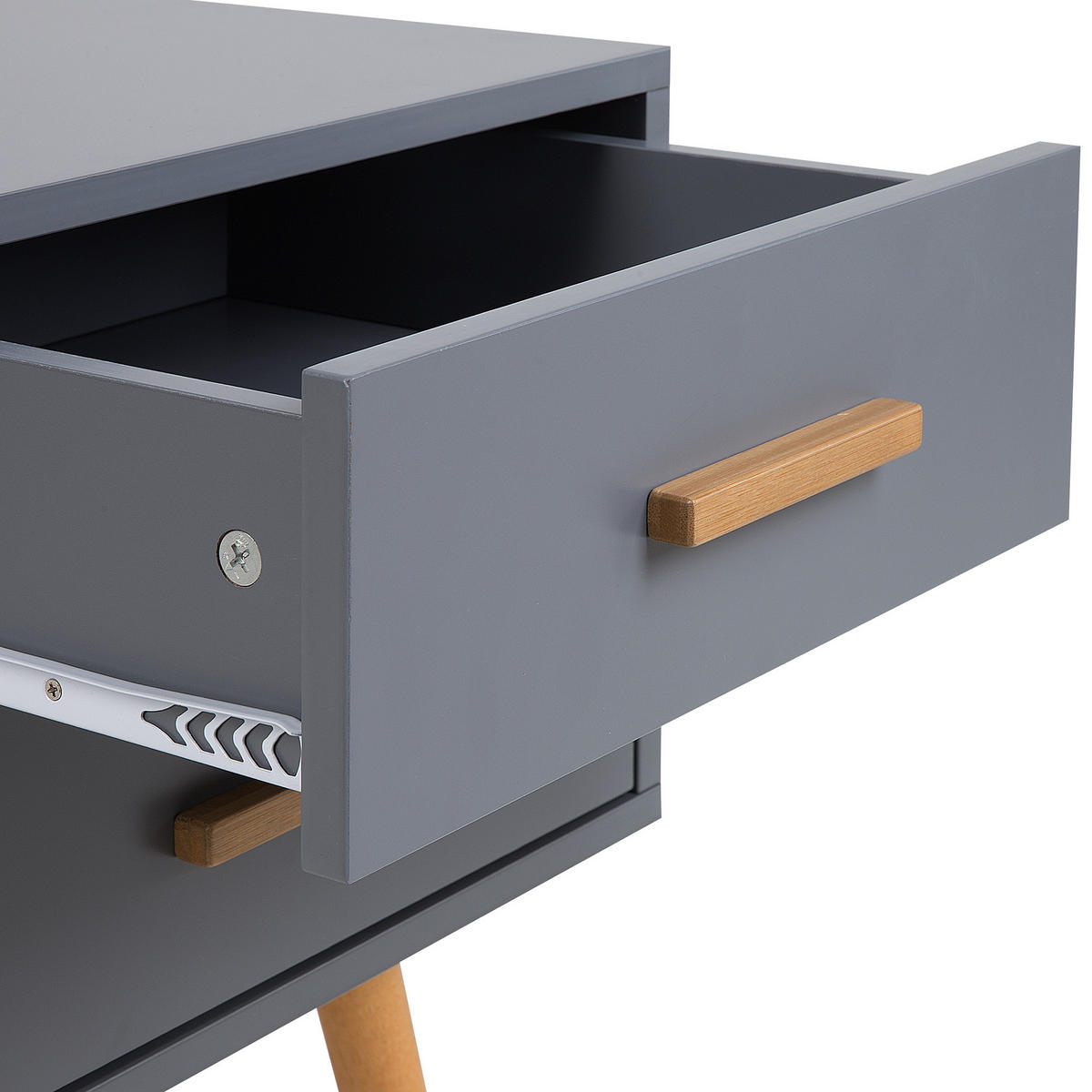 NACHTTISCH grau 2 Schubladen Alabama - Hellbraun/Grau, Holzwerkstoff (40/62/40cm) - Beliani