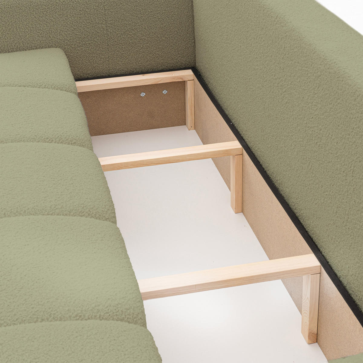 SCHLAFSOFA BUENO mit Bettkasten Grün - Grün, Holzwerkstoff/Kunststoff (245/85/93cm) - Idohome