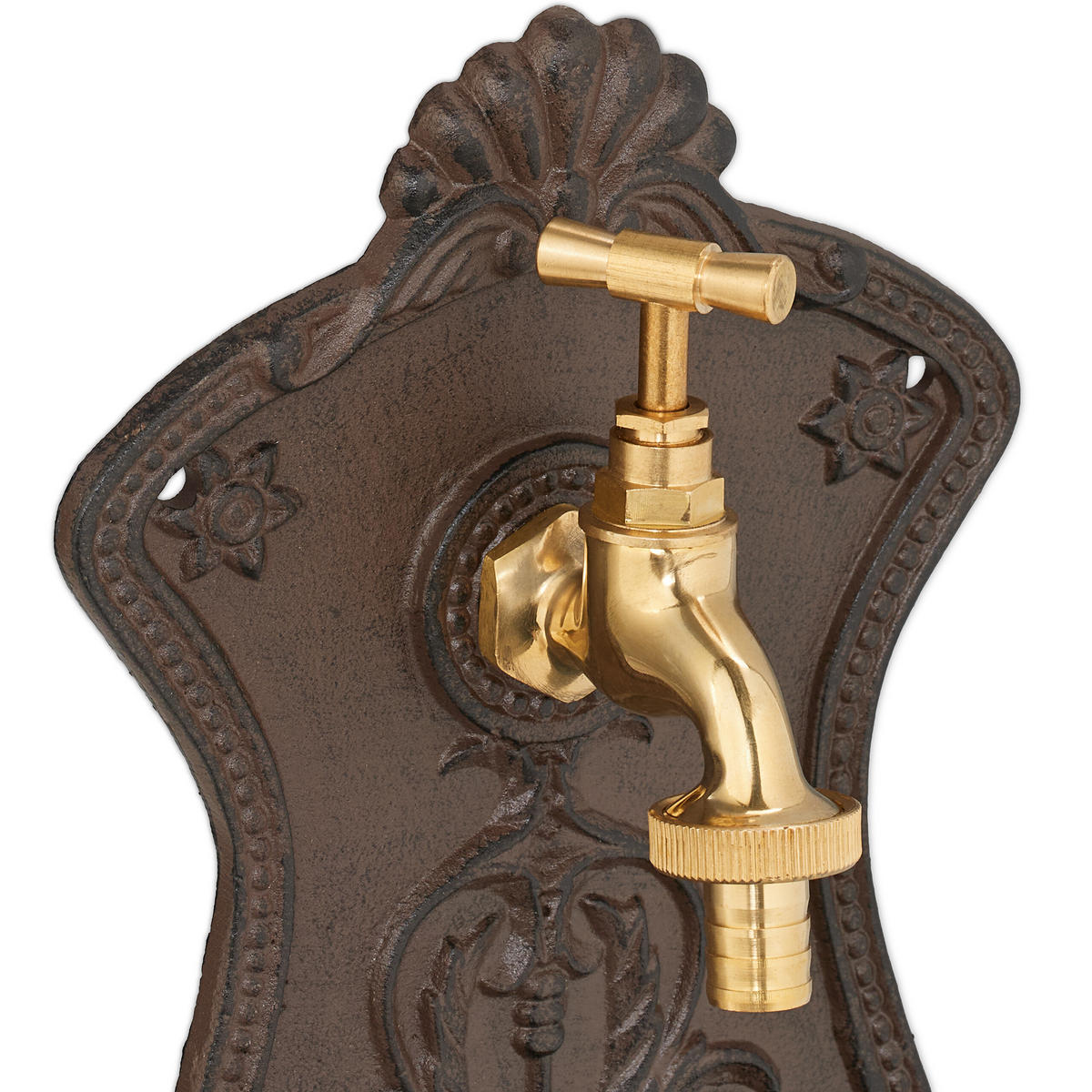 WANDBRUNNEN - Dunkelbraun, Metall (11.5/24.5/42cm) - Relaxdays