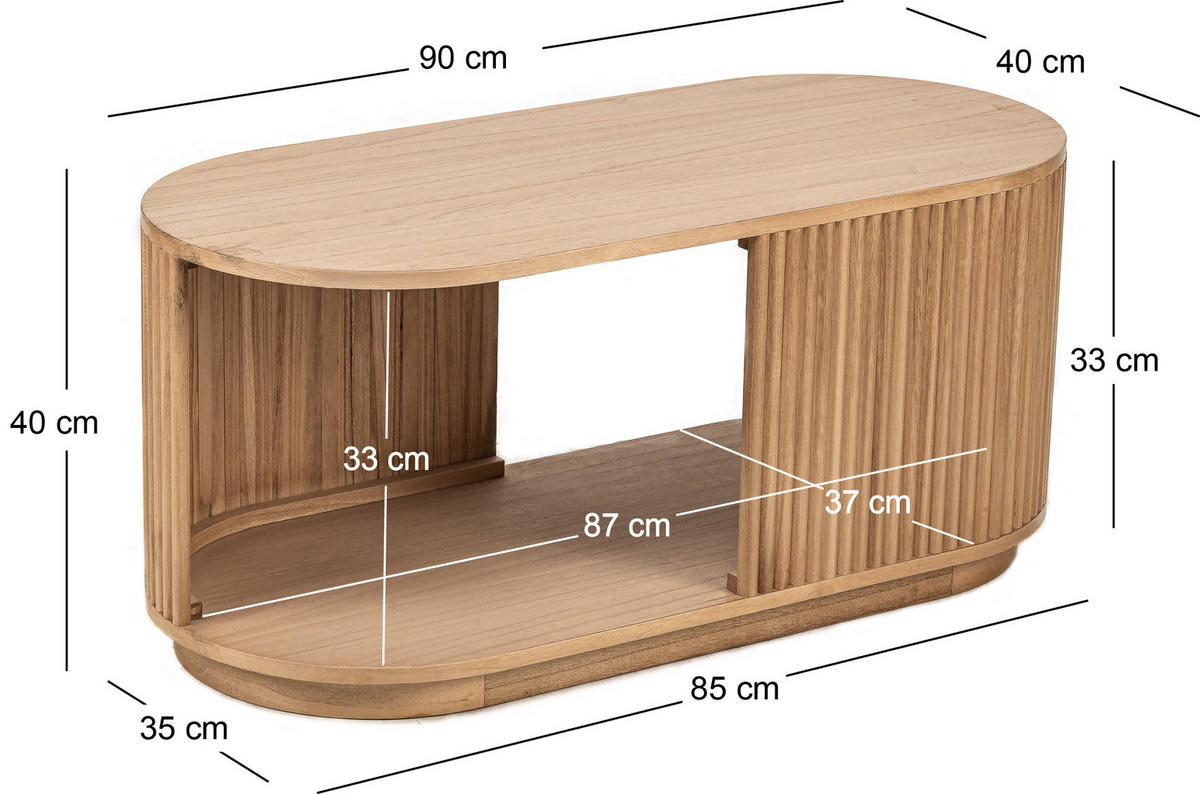 COUCHTISCH Rund Braun 90 x 40 x 40 cm - Braun, Holz (40/90/40cm) - Nordlys