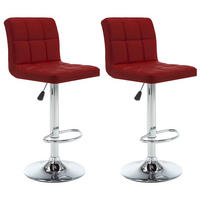 BARHOCKER 2er set Weinrot Kunstleder - Weinrot, Leder (47/114/40cm) - vidaXL