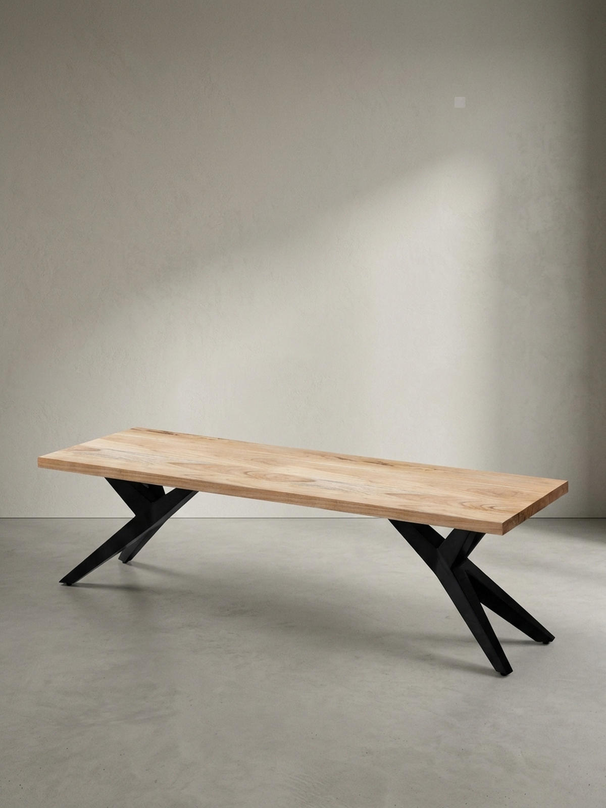 ESSZIMMERBANK Massivholz Metall Loft-Stil, Akazie 160x45x45 cm - Schwarz/Braun, Holz/Metall (160/45/45cm) - KADIMA DESIGN