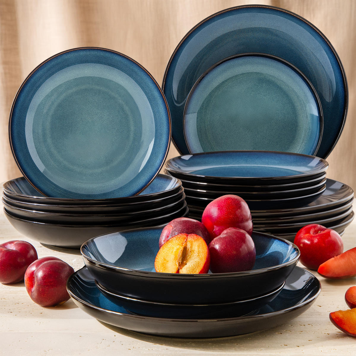 TAFELSERVICE 6 Personen BALI 18-tlg - Blau, Keramik (27/2/27cm) - Ritzenhoff Breker