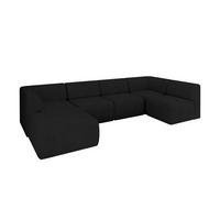 WOHNLANDSCHAFT Ottomane Links MOVO-L 345x180x78 cm Schwarz Velours - Schwarz, Holzwerkstoff/Kunststoff (345/78/180cm) - ALTDECOR