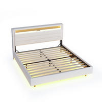 POLSTERBETT 140/200 cm Beige mit LED-Beleuchtung und USB-Anschluss - Beige, Textil (140/200cm) - Flora Grace