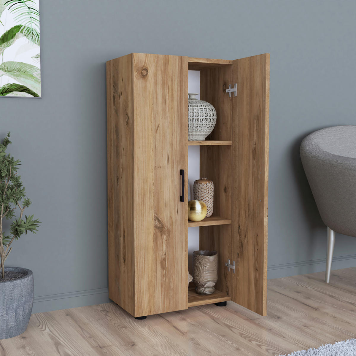UNIVERZÁLNÍ SKŘÍŇ Åsnes - barva dubu, kompozitní dřevo (49/108/32cm) - [en.casa]