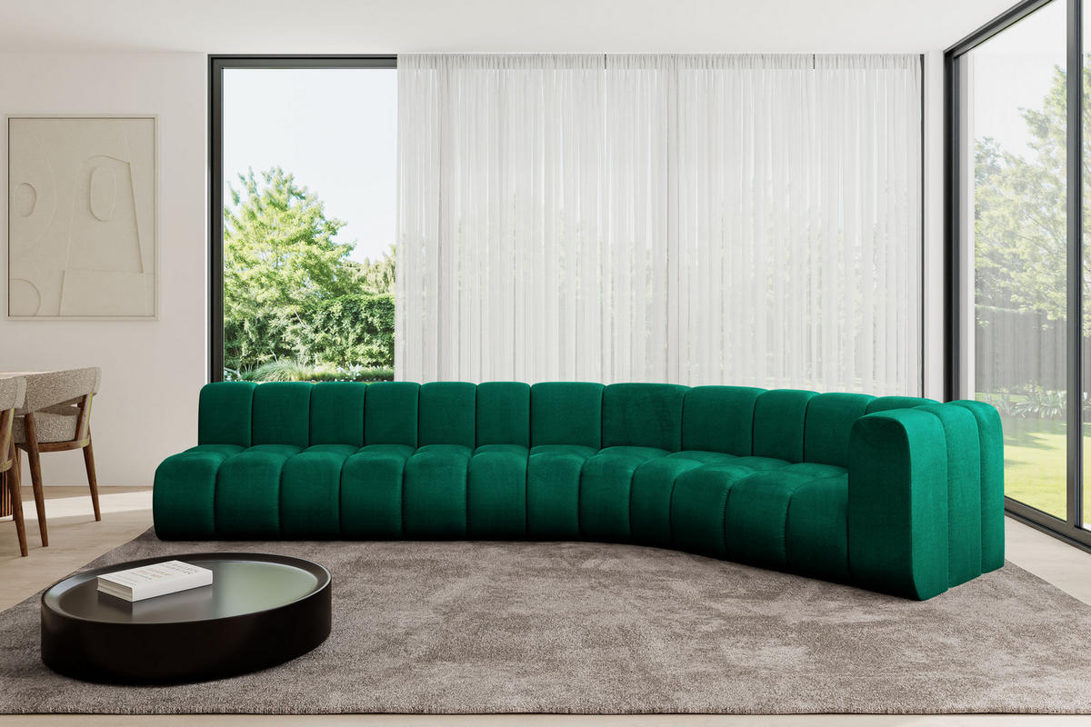 ECKSOFA modulares Sofa Karex-L2 - 399x194x70 cm Grün - Dunkelgrün, Holzwerkstoff/Textil (399/194cm) - ALTDECOR