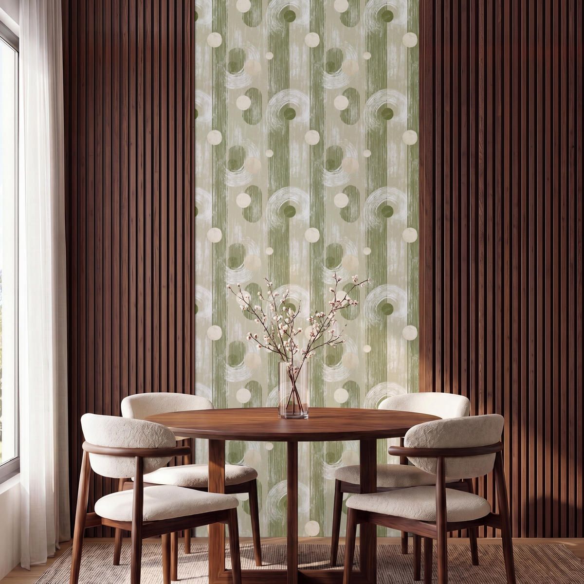 TAPETE - Künstlerisch - Modern - Grün - 100x260 cm - Olivgrün, Papier (100/260cm) - OnlyWow
