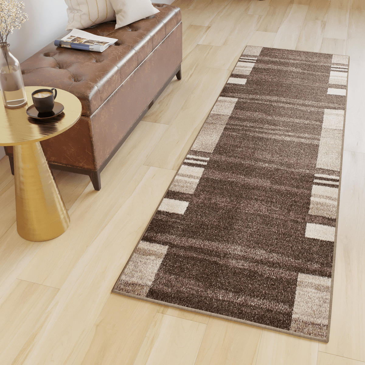LÄUFER SARI Dunkelbraun 70/500 cm - Dunkelbraun, Textil (70/500cm) - Tapiso