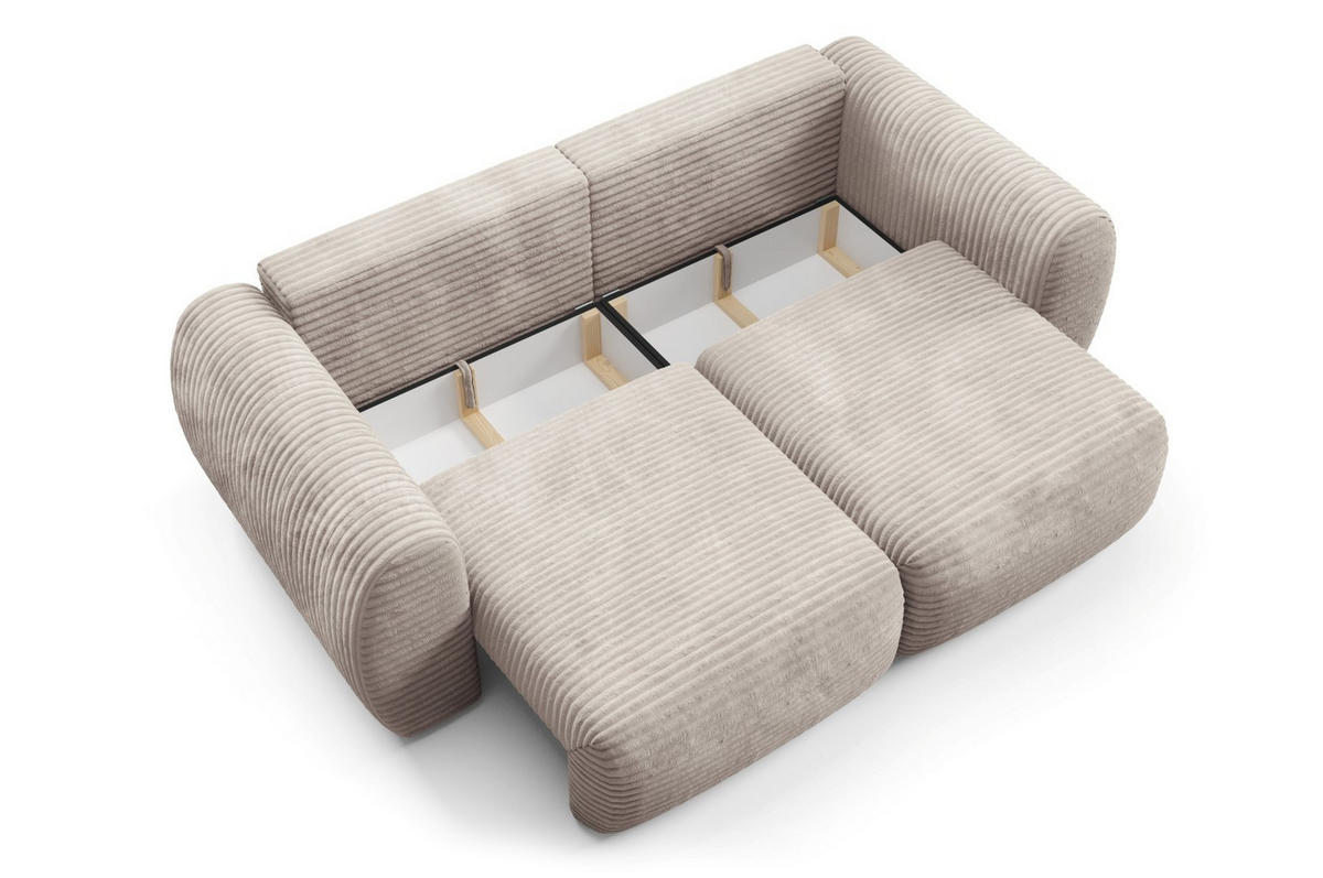 SCHLAFSOFA mit Bettkasten Beige - Beige/Schwarz, Holz/Holzwerkstoff (266/95/110cm) - Furnisell