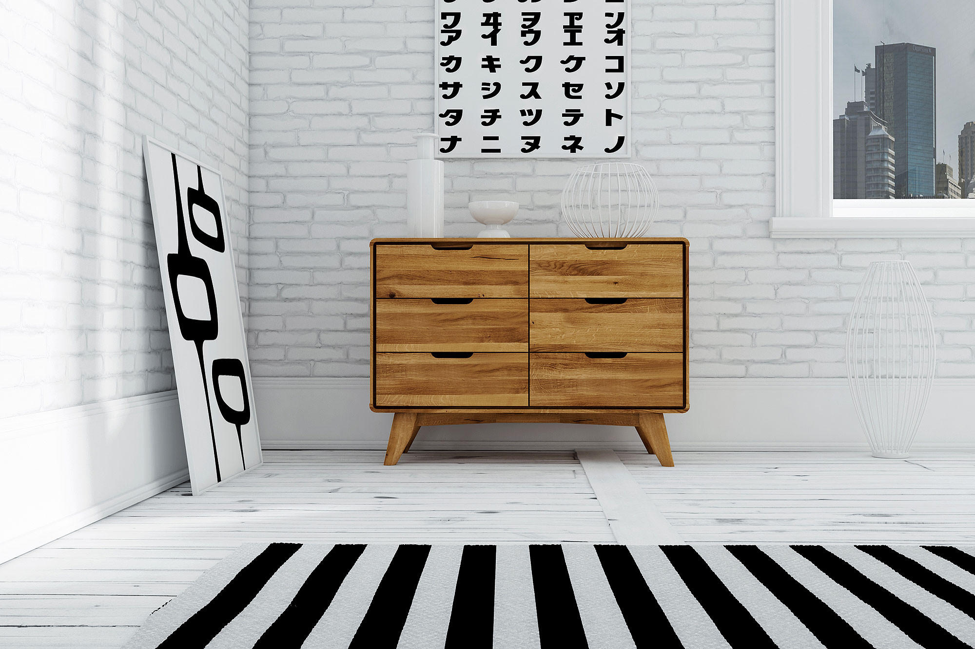 Thumbnail - byoak Kommode, Wildeiche, Holz, Echtholz,Wildeiche, 90x63x40 cm, Wohnzimmer, Kommoden & Sideboards, Kommoden